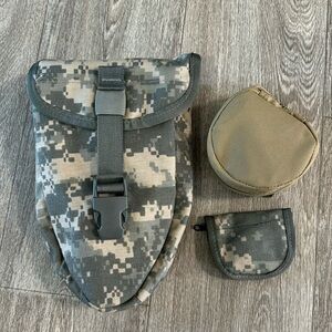 Entrenching tool, military sewing kit, and M4/M16 soft pack cleaning system